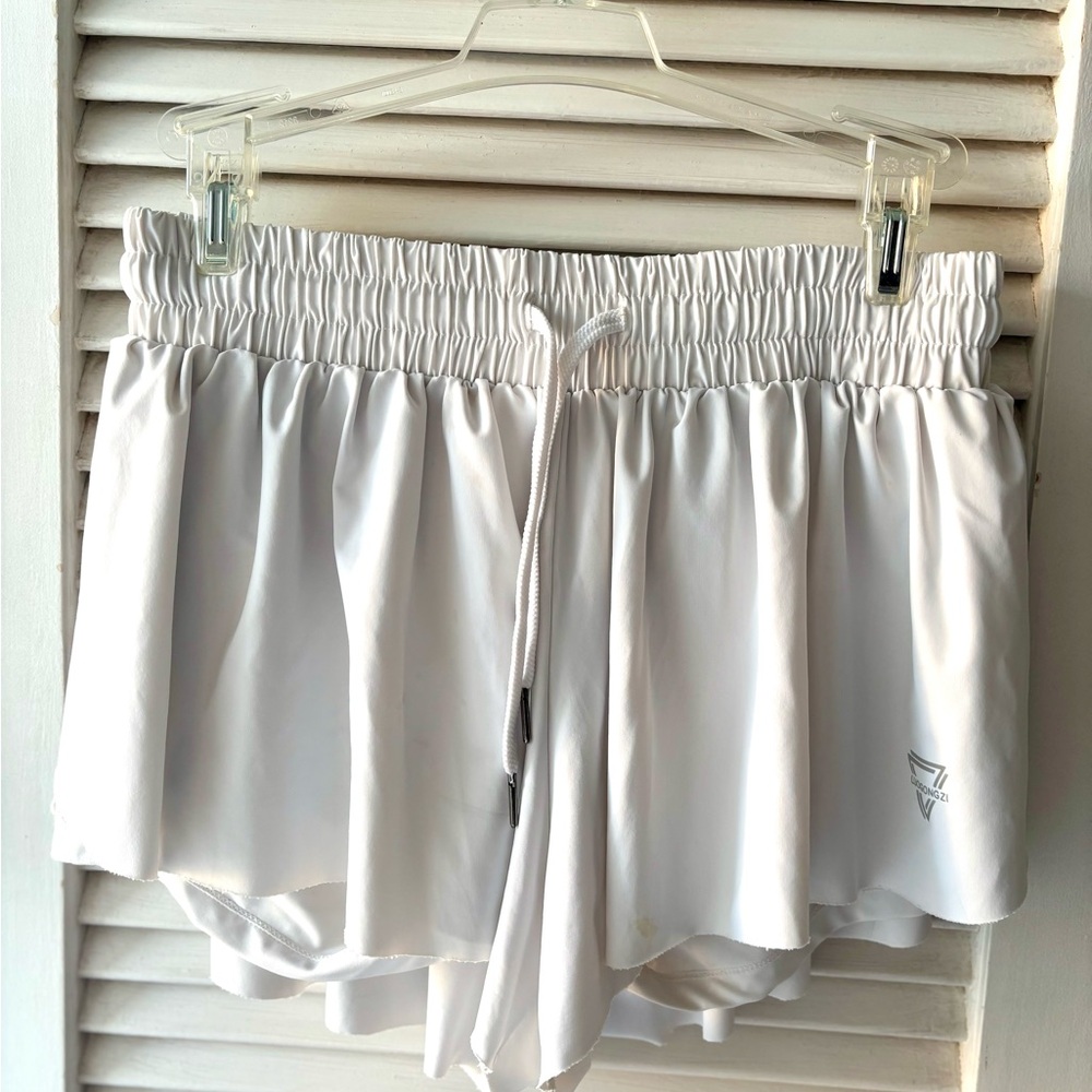 Kids White Elastic Waist Shorts